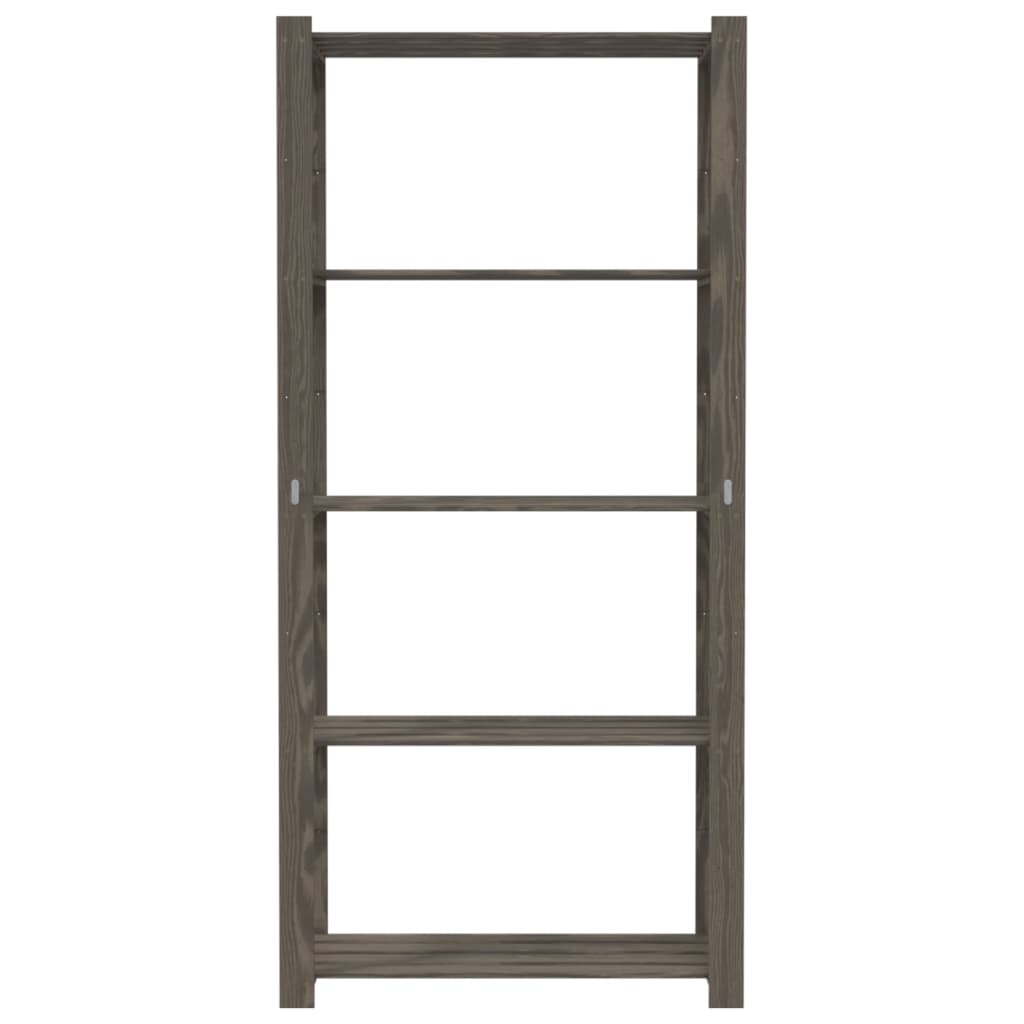 5-Tier Storage Rack Grey 80x38x170 cm Solid Wood Pine
