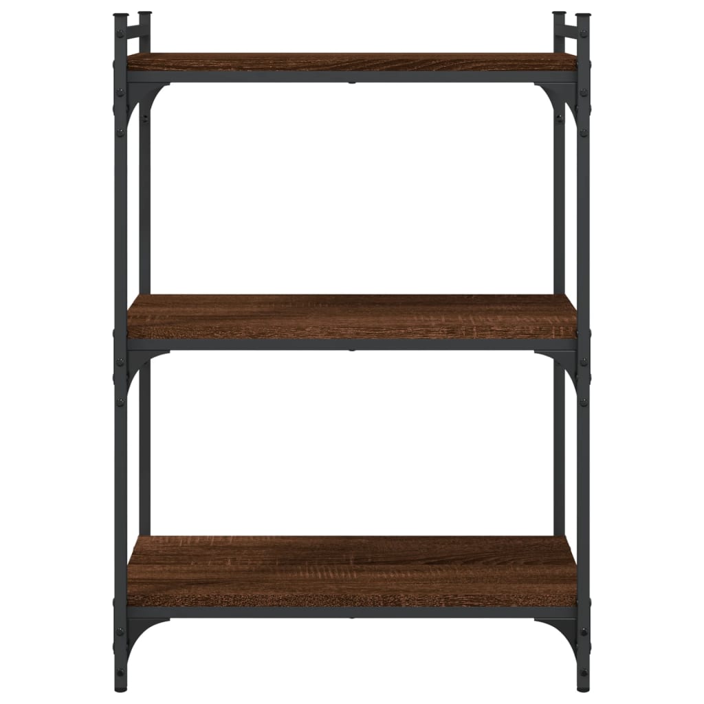 Bookcase 3-Tier Brown Oak 60x30x86 cm Engineered Wood