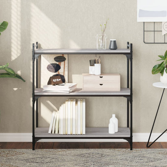 Bookcase 3-Tier Grey Sonoma 80x30x86 cm Engineered Wood