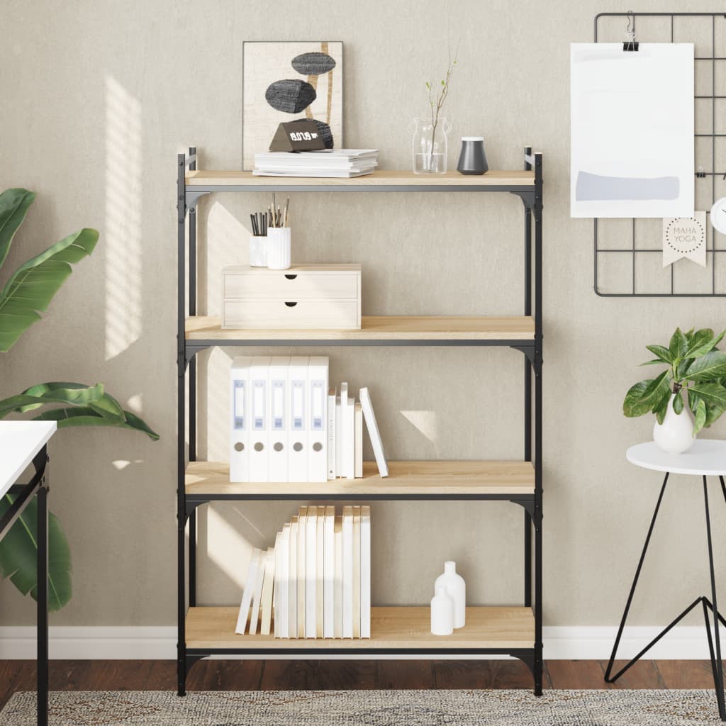 Bookcase 4-Tier Sonoma Oak 80x30x120 cm Engineered Wood