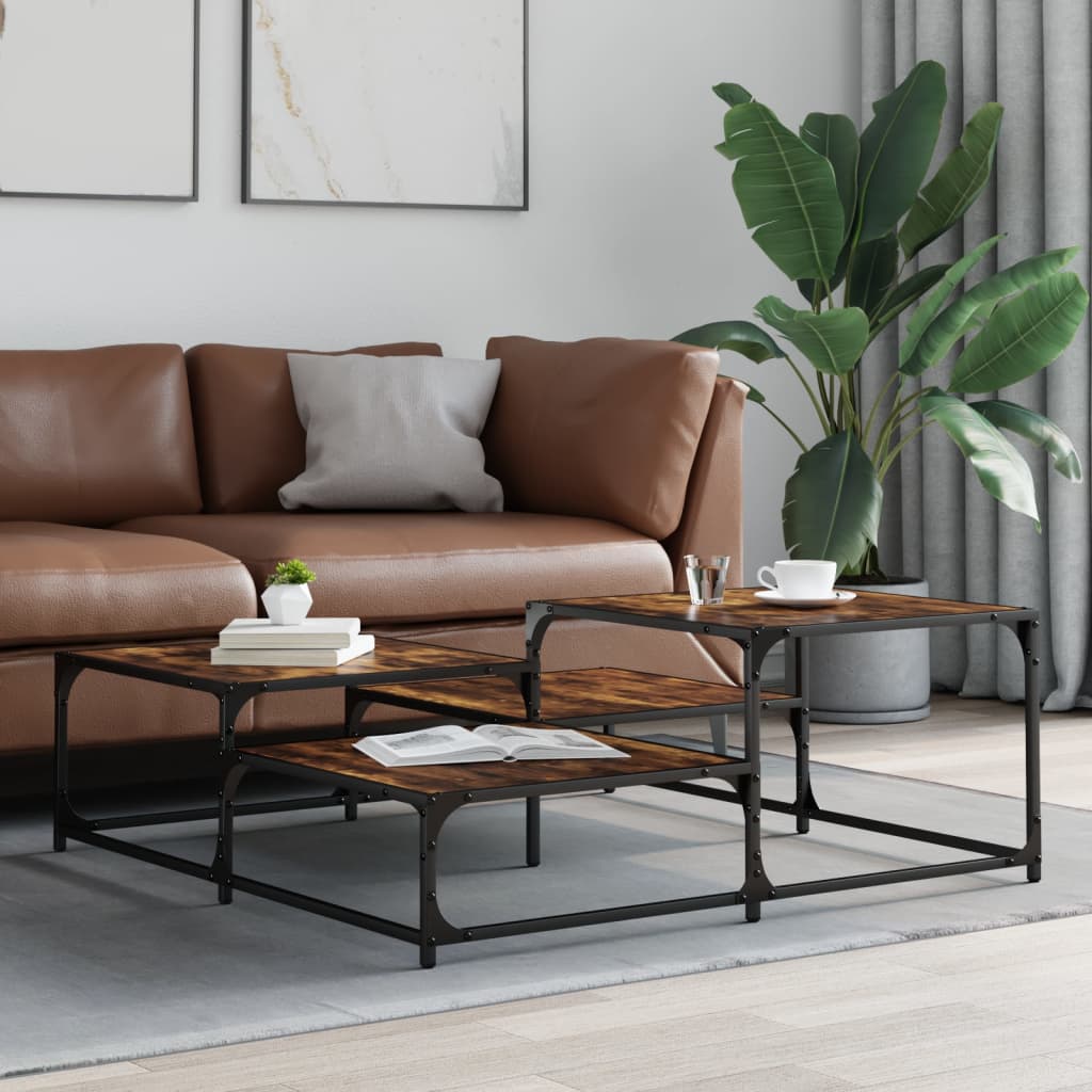 Coffee Table Smoked Oak 107x107x40 cm Engineered Wood