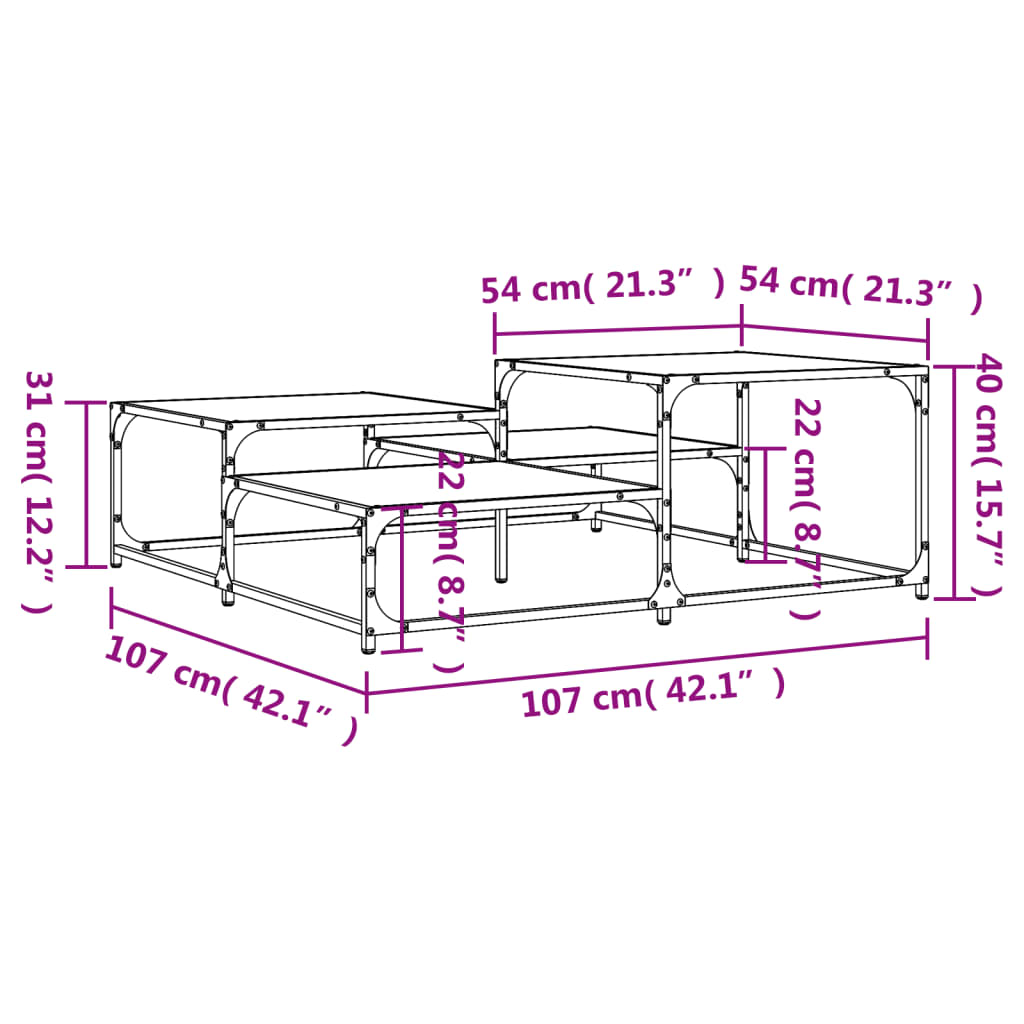 Coffee Table Smoked Oak 107x107x40 cm Engineered Wood