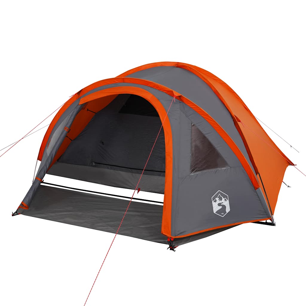 Camping Tent Dome 4-Person Orange Waterproof
