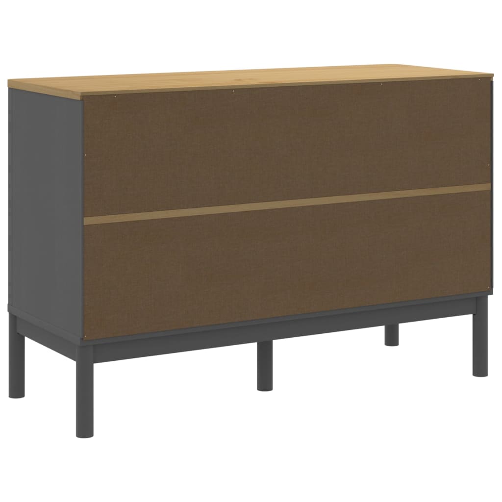 Chest of Drawers FLORO Grey Solid Wood Pine