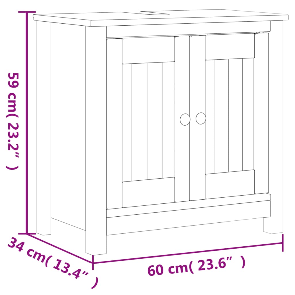 2 Piece Bathroom Furniture Set BERG Black Solid Wood Pine