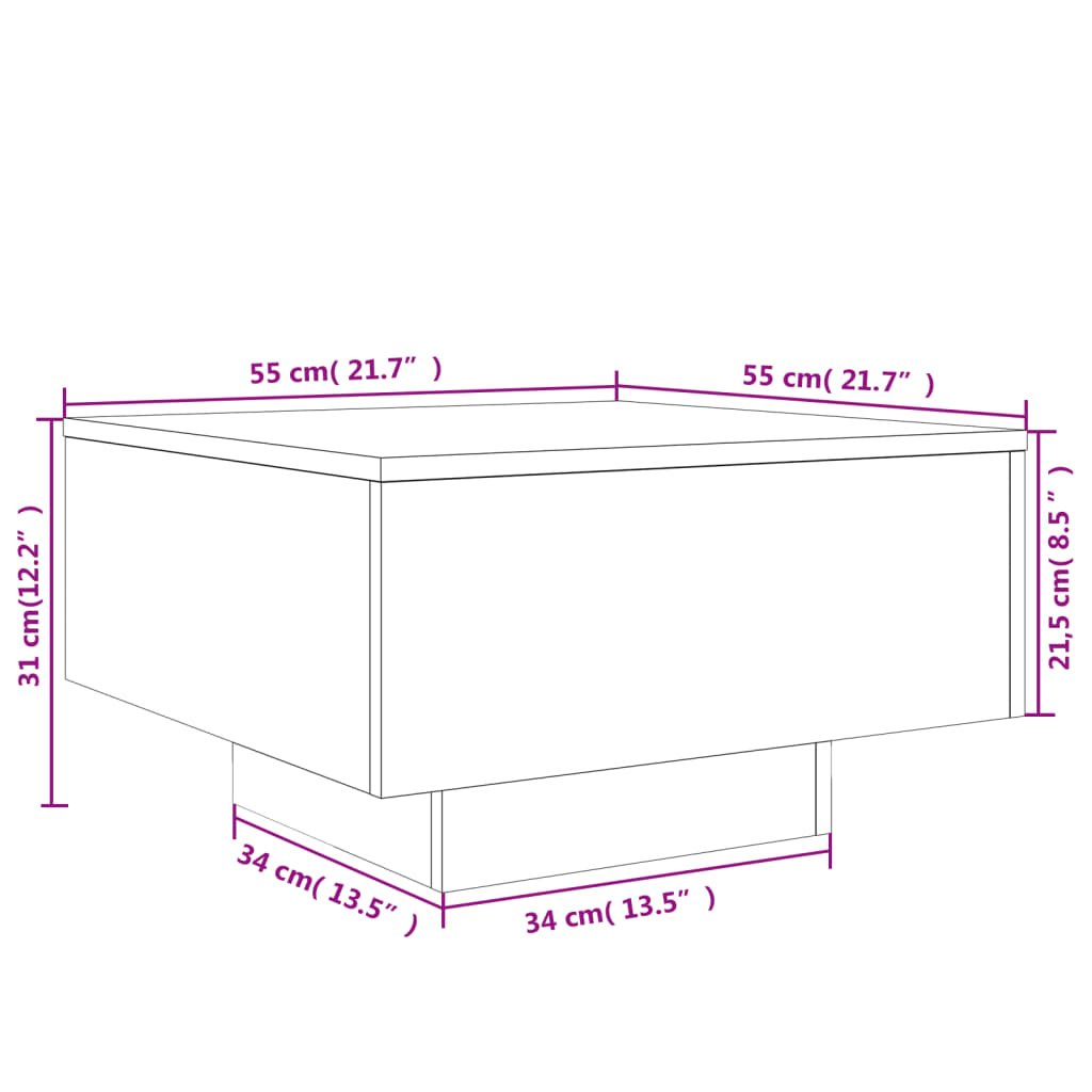 Coffee Table Smoked Oak 55x55x31 cm Engineered Wood
