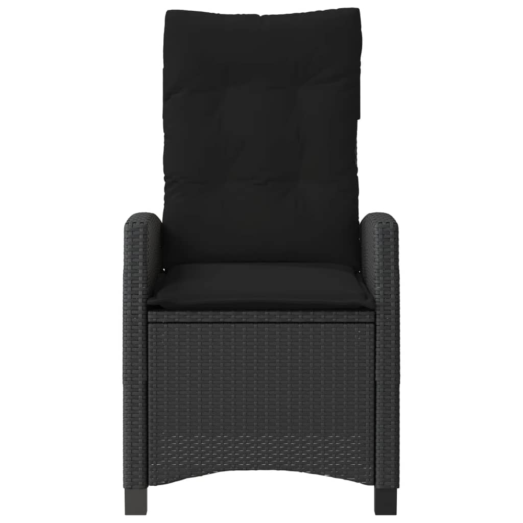 3 Piece Bistro Set with Cushions Black Poly Rattan