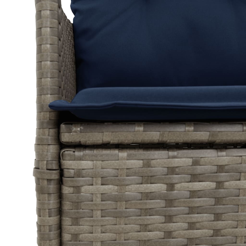 3 Piece Bistro Set with Cushions Grey Poly Rattan