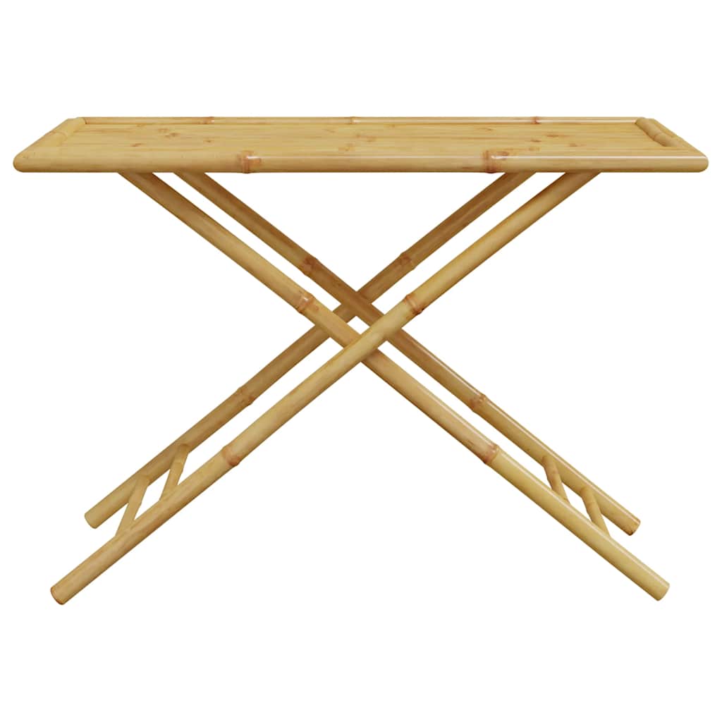 5 Piece Folding Bistro set with Cream White Cushions Bamboo