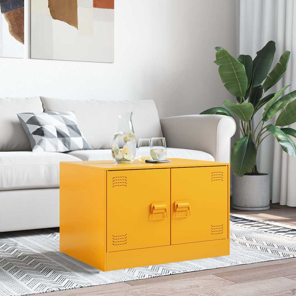 Coffee Table Mustard Yellow 67x50x44 cm Steel