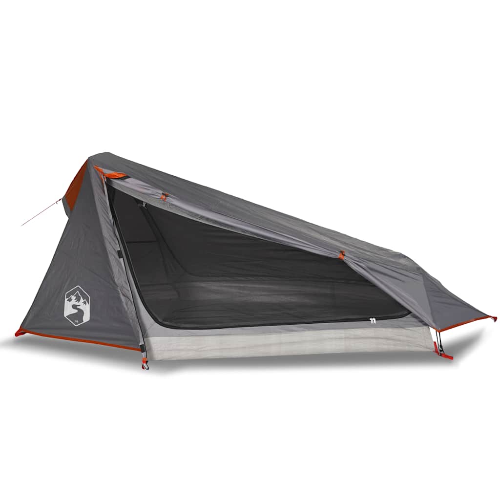 Camping Tent Tunnel 1-Person Grey and Orange Waterproof