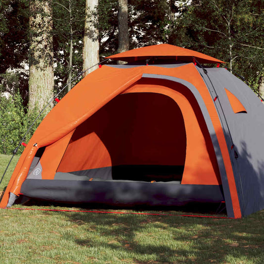 Camping Tent Dome 4-Person Grey and Orange Quick Release