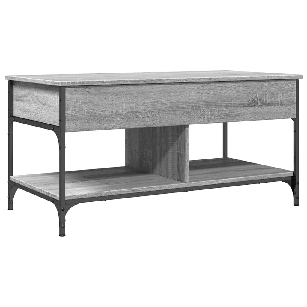 Coffee Table Grey Sonoma 100x50x50 cm Engineered Wood and Metal