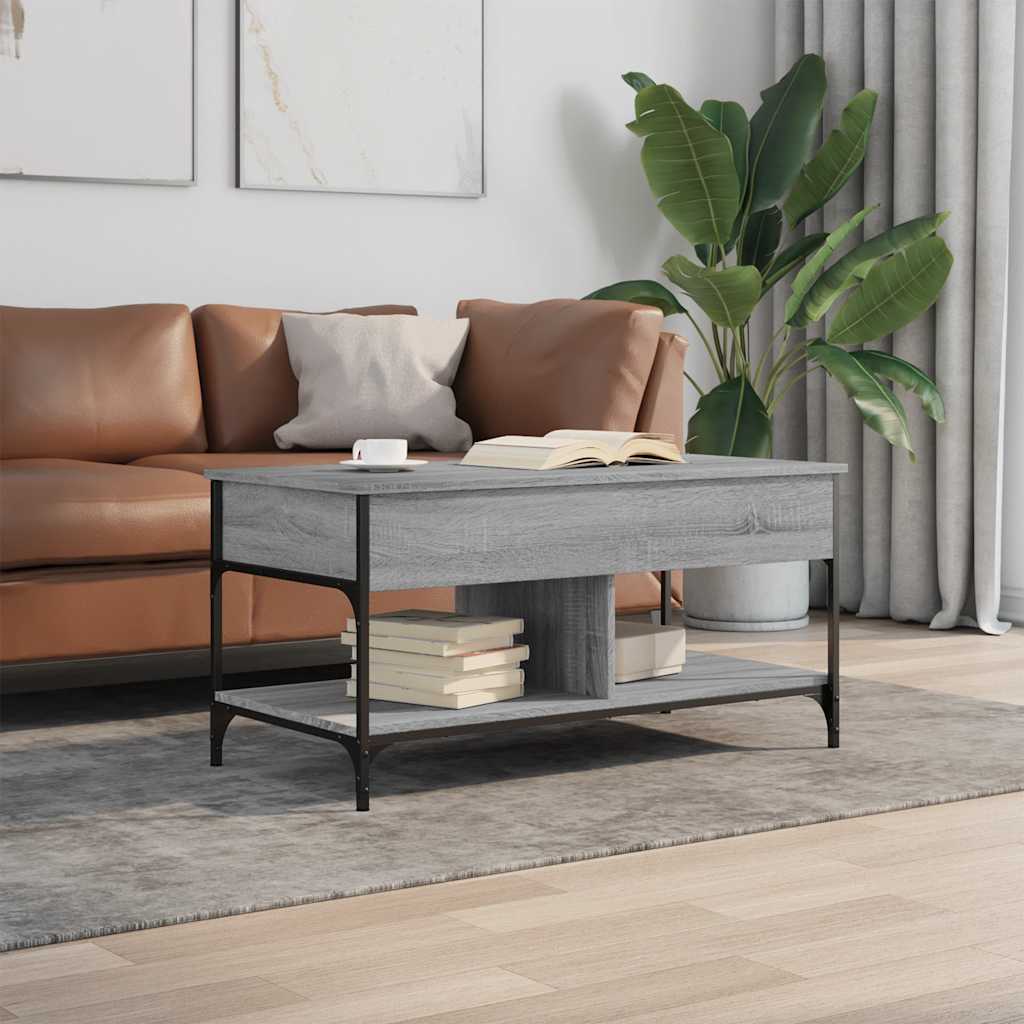 Coffee Table Grey Sonoma 100x50x50 cm Engineered Wood and Metal