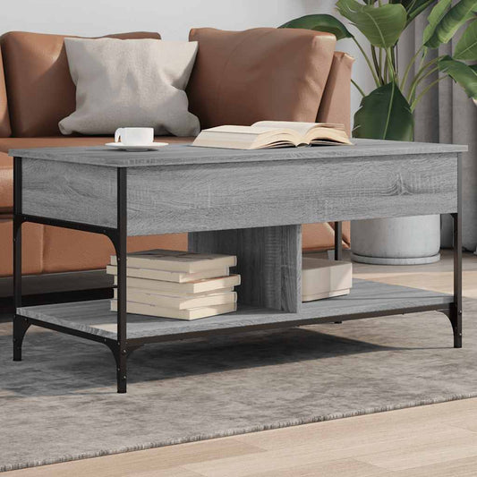 Coffee Table Grey Sonoma 100x50x50 cm Engineered Wood and Metal