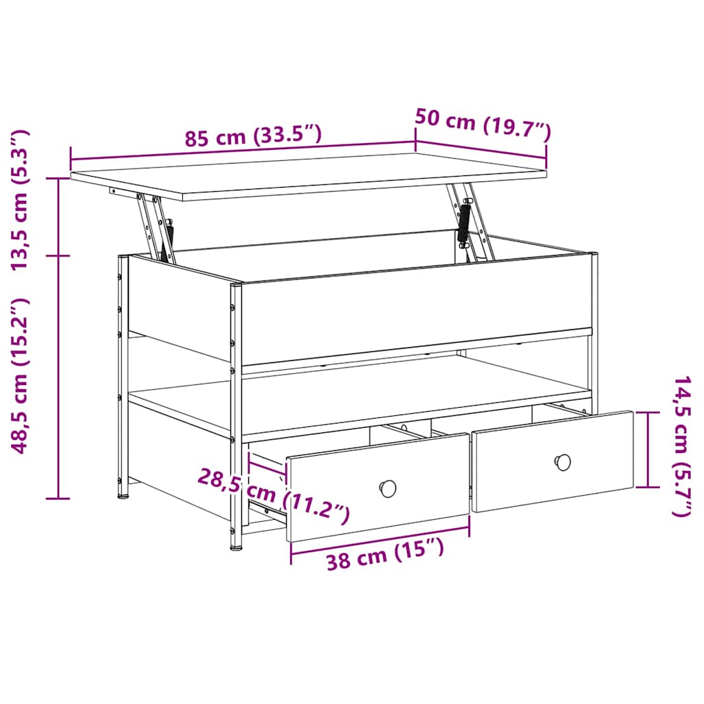 Coffee Table Grey Sonoma 85x50x50 cm Engineered Wood and Metal