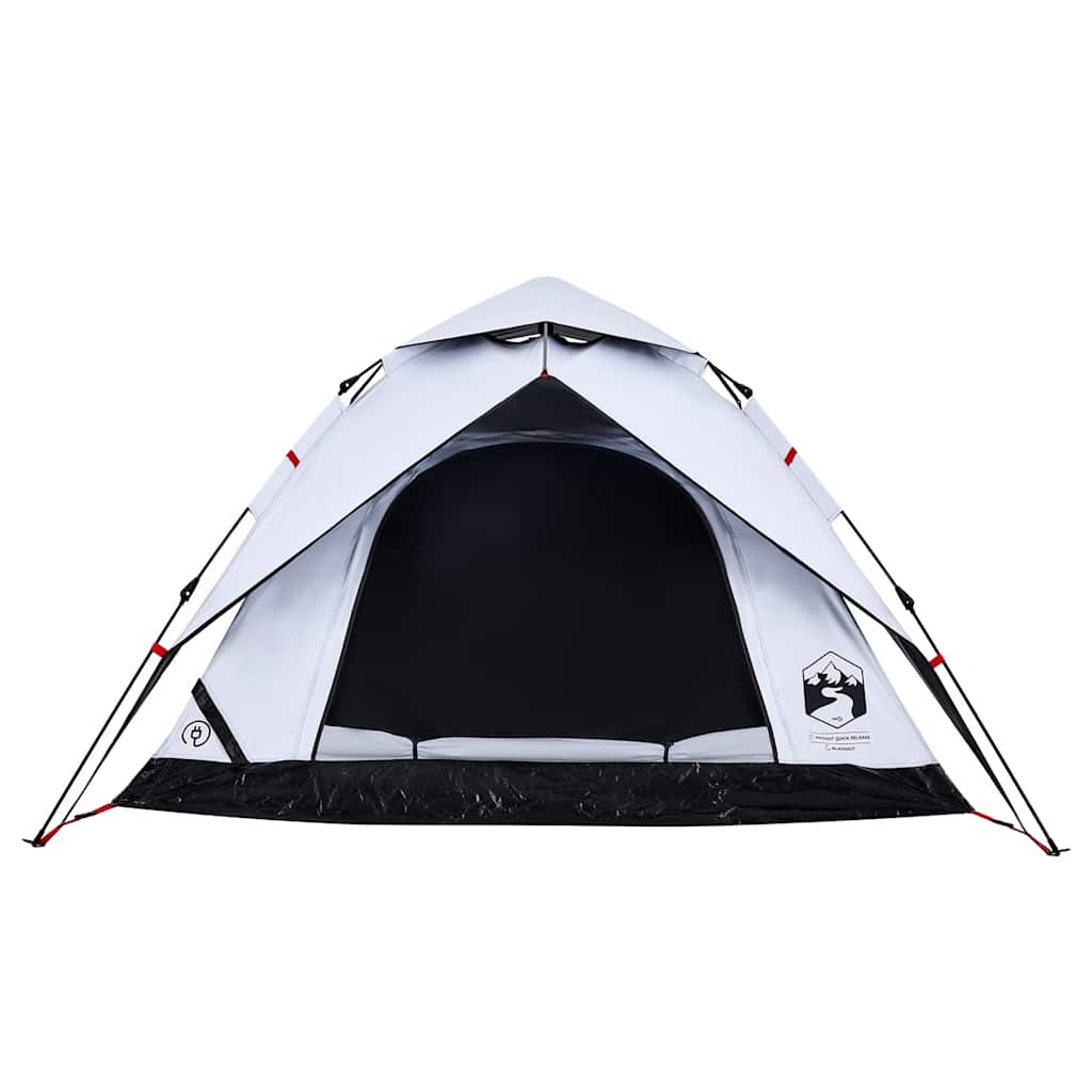 Camping Tent Dome 4-Person White Blackout Fabric Quick Release