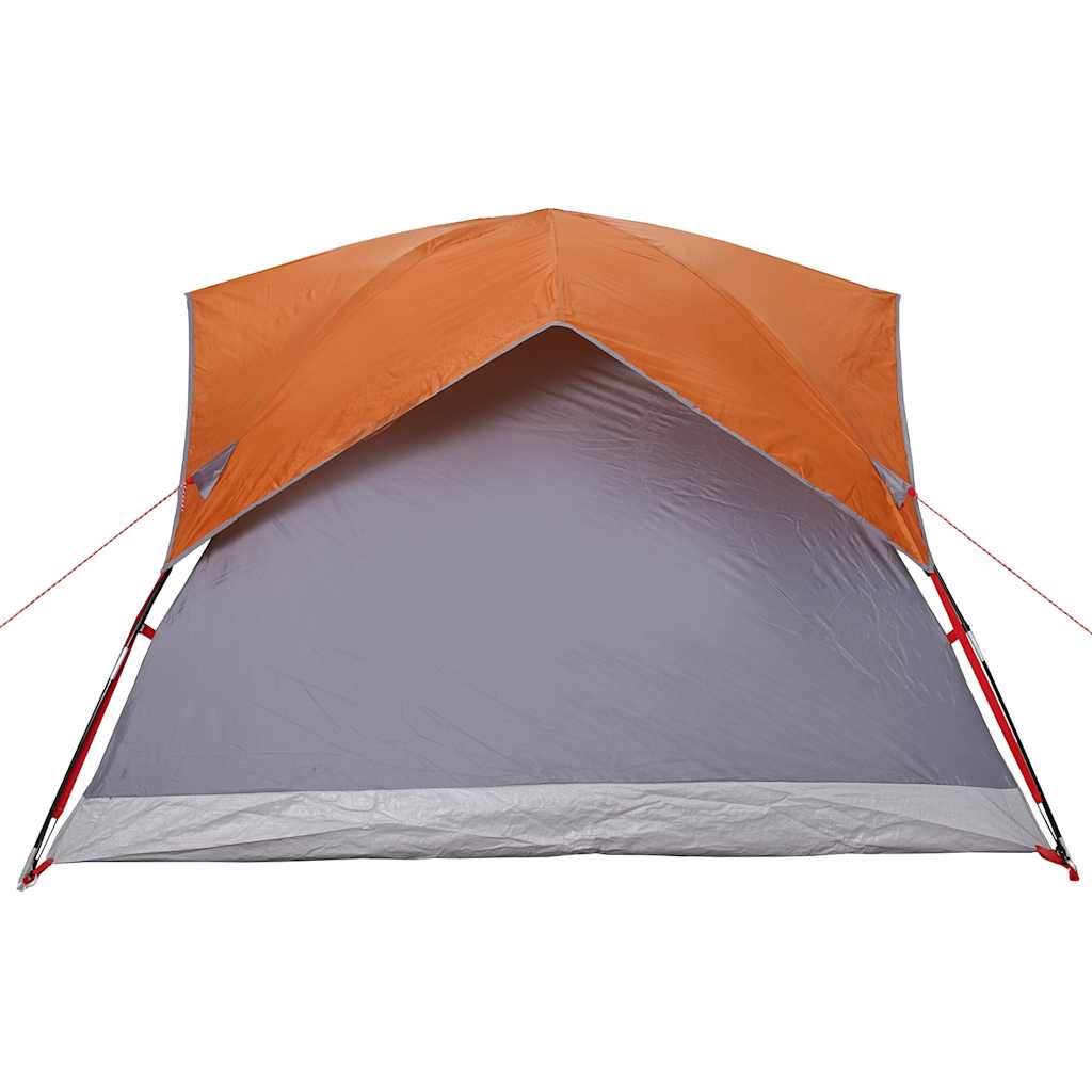 Camping Tent Cabin 4-Person Grey and Orange Waterproof