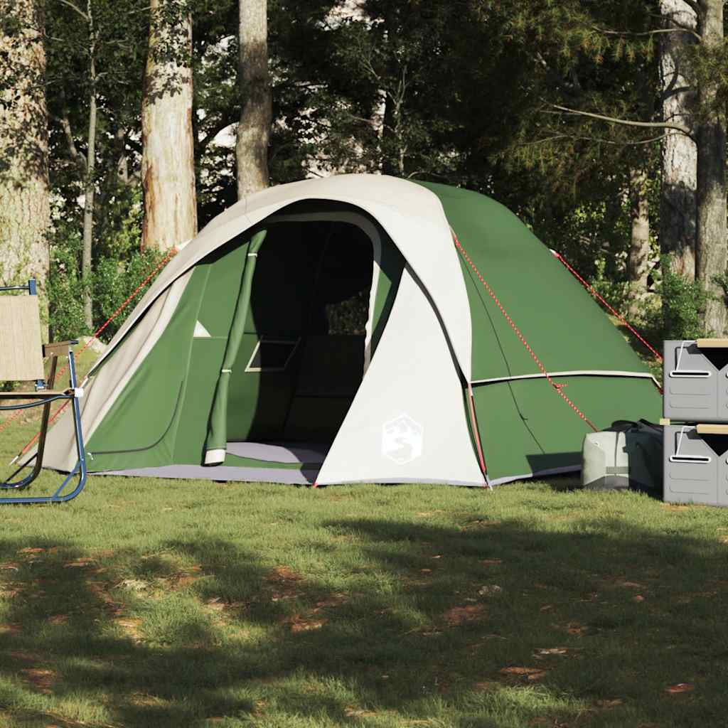Camping Tent Cabin 4-Person Green Waterproof