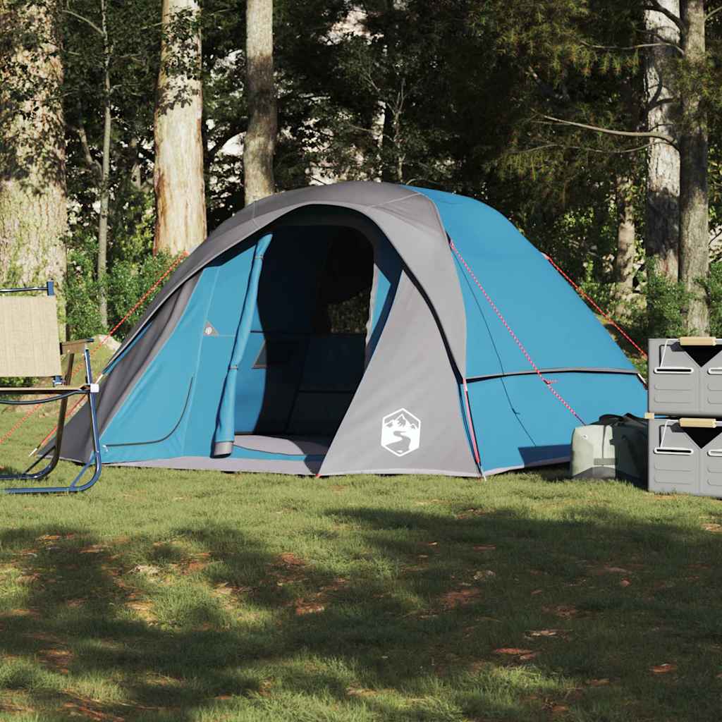 Camping Tent Cabin 4-Person Blue Waterproof