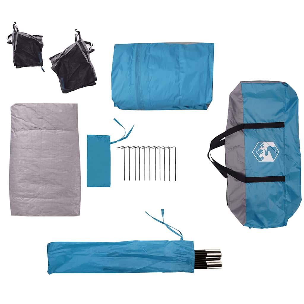 Camping Tent Cabin 4-Person Blue Waterproof