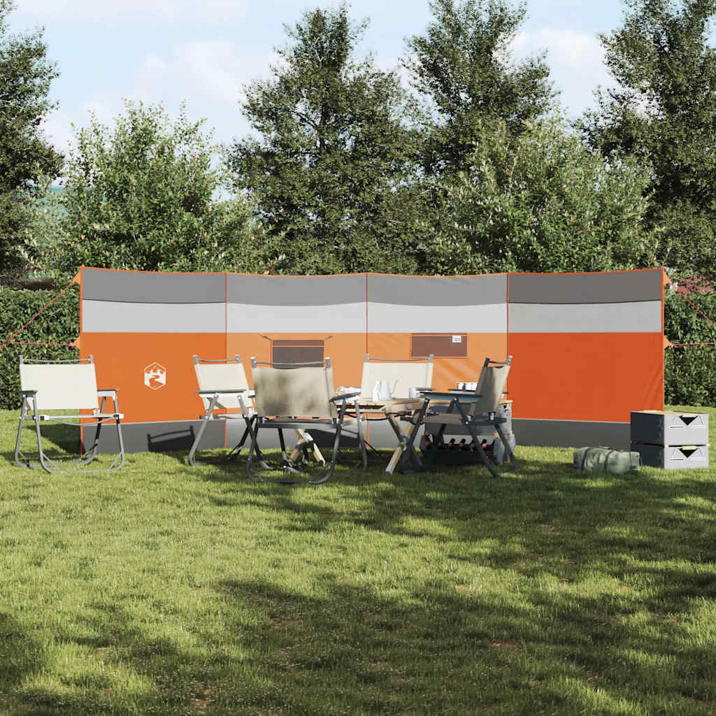 Camping Windbreak Grey and Orange 510x153 cm Waterproof