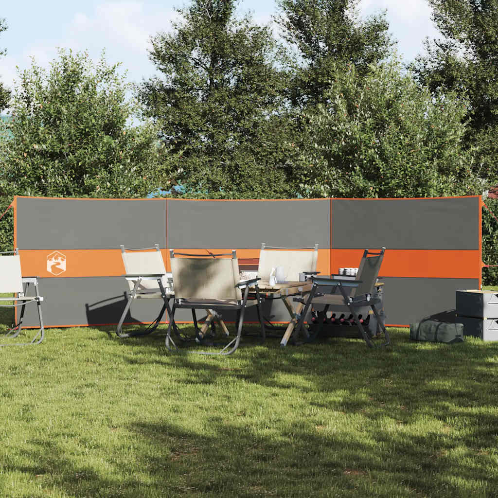Camping Windbreak Grey and Orange 490x123 cm Waterproof