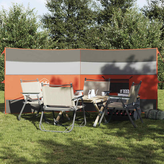 Camping Windbreak Grey and Orange 340x130 cm Waterproof