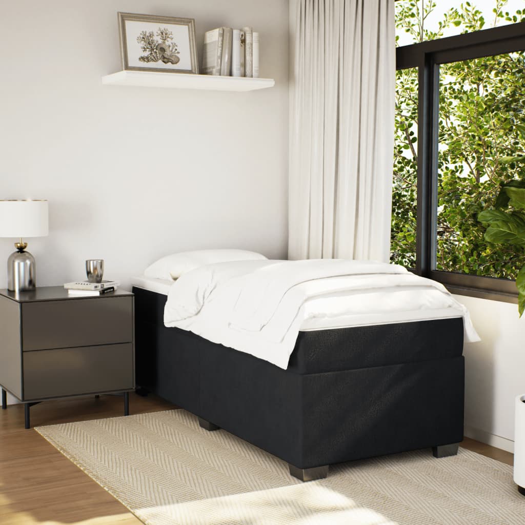 Box Spring Bed with Mattress Black 90x200 cm Velvet