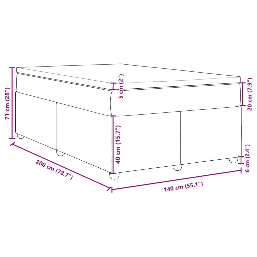 Box Spring Bed with Mattress Blue 140x200 cm Fabric