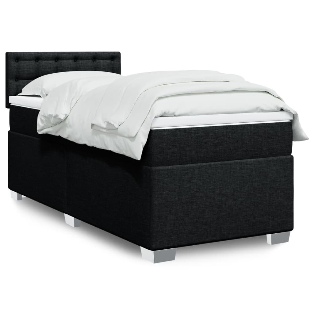 Box Spring Bed with Mattress Black 90x200 cm Fabric