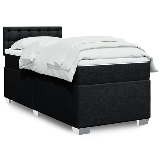 Box Spring Bed with Mattress Black 90x200 cm Fabric