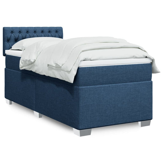 Box Spring Bed with Mattress Blue 100x200 cm Fabric