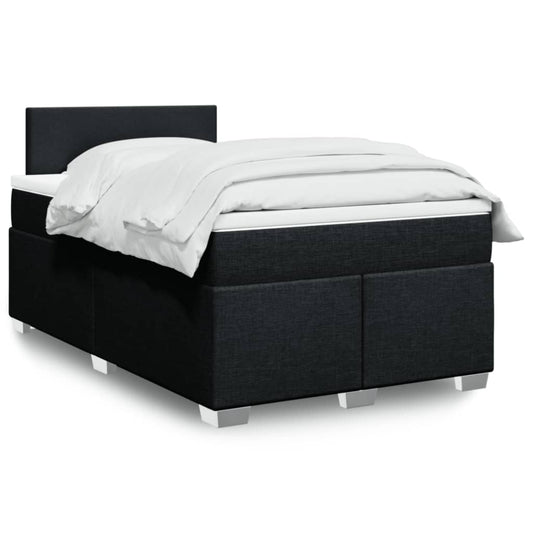 Box Spring Bed with Mattress Black 120x200 cm Fabric