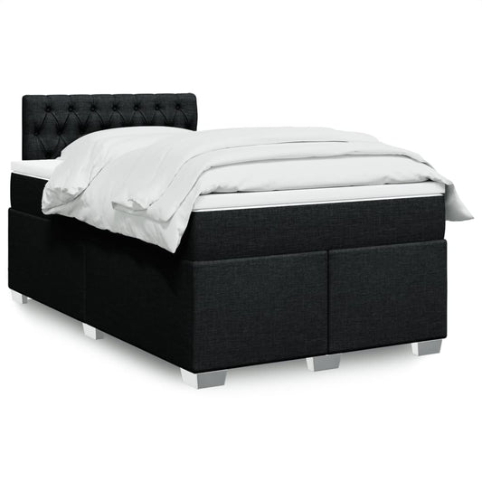 Box Spring Bed with Mattress Black 120x200 cm Fabric