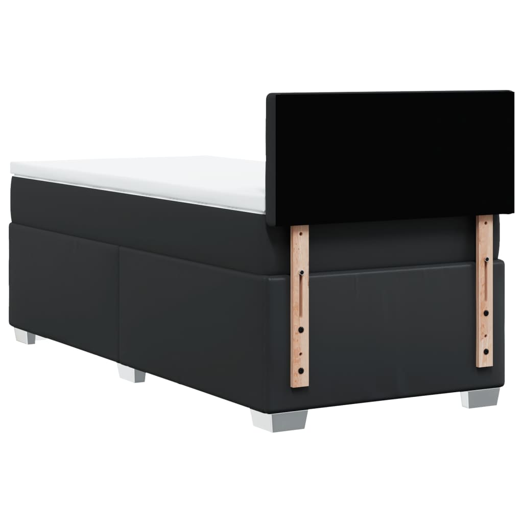 Box Spring Bed with Mattress Black 90x200 cm Faux Leather