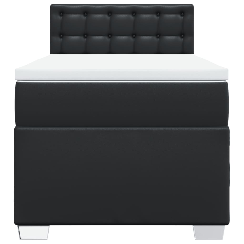 Box Spring Bed with Mattress Black 100x200 cm Faux Leather