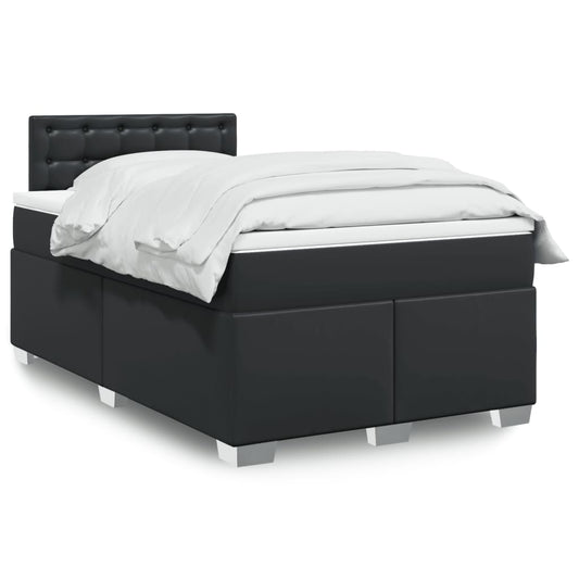 Box Spring Bed with Mattress Black 120x190 cm Faux Leather