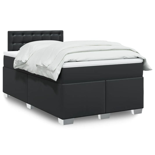 Box Spring Bed with Mattress Black 120x200 cm Faux Leather