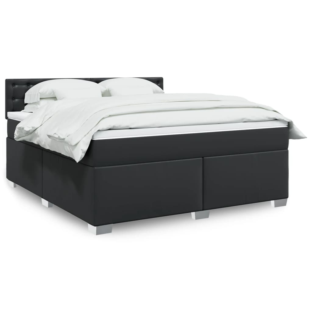 Box Spring Bed with Mattress Black 180x200 cm Faux Leather