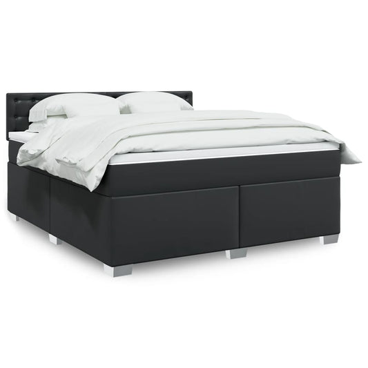 Box Spring Bed with Mattress Black 180x200 cm Faux Leather