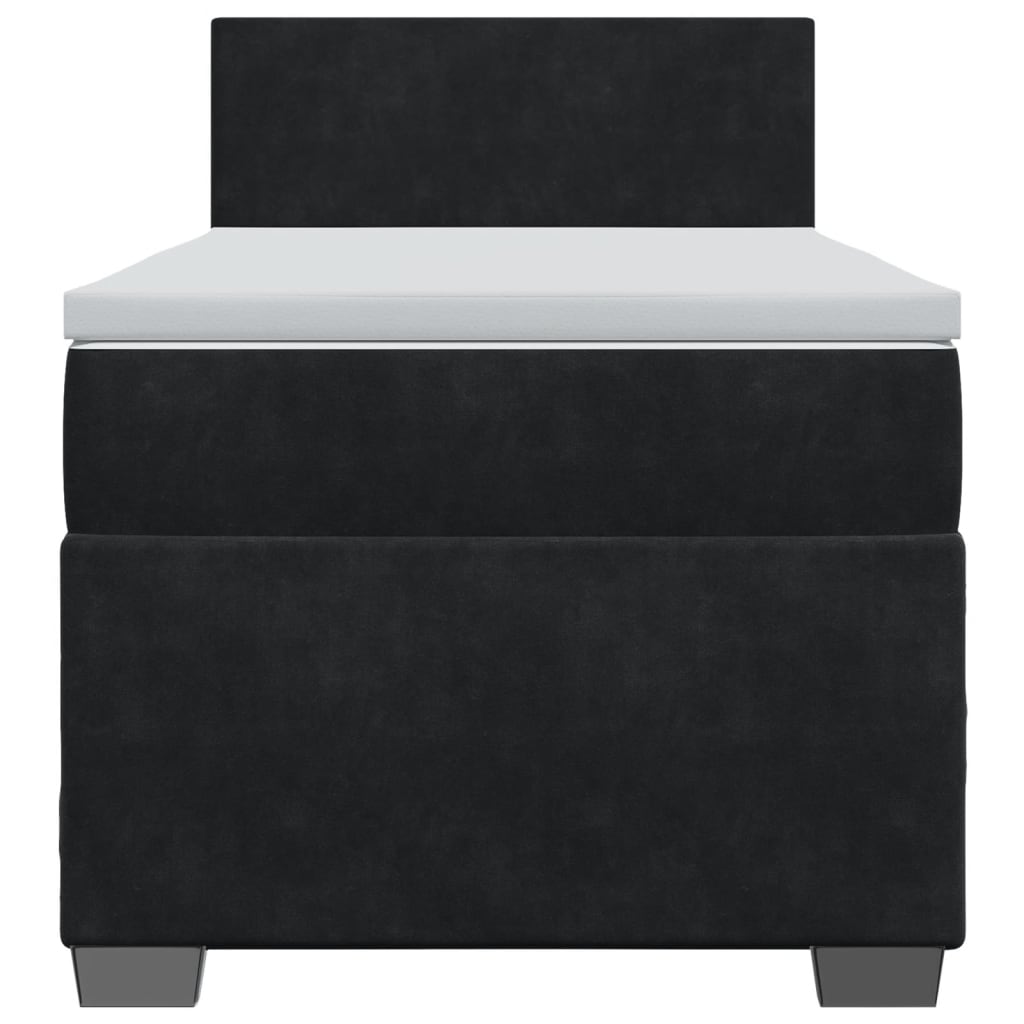 Box Spring Bed with Mattress Black 90x200 cm Velvet