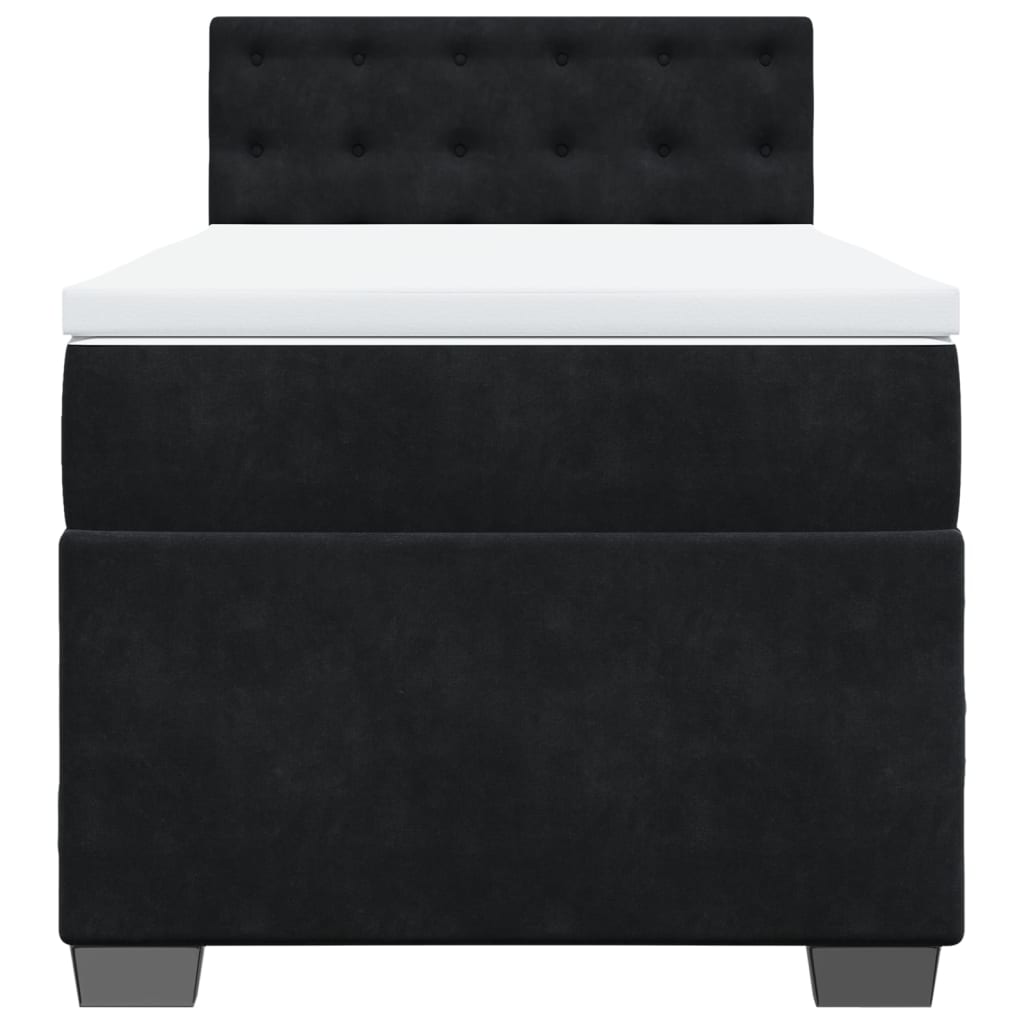 Box Spring Bed with Mattress Black 100x200 cm Velvet