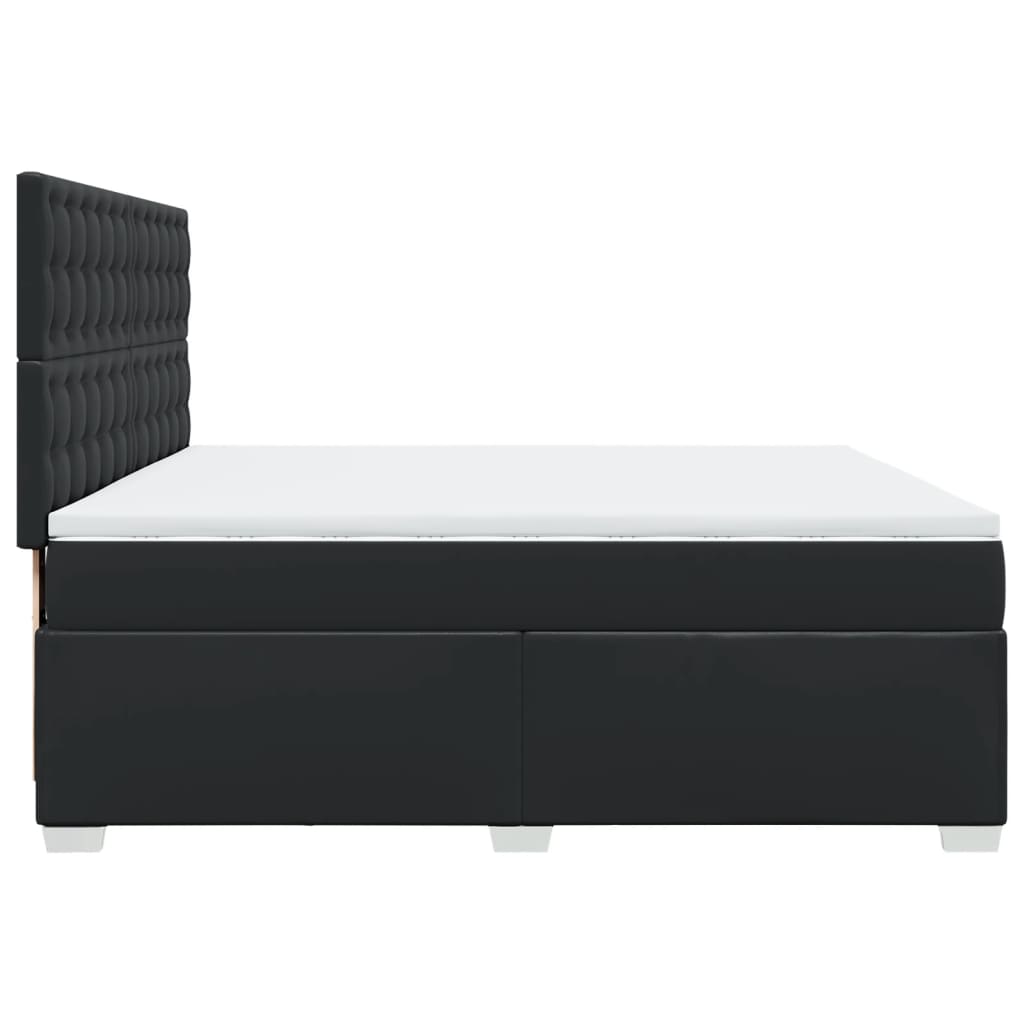 Box Spring Bed with Mattress Black 200x200 cm Faux Leather