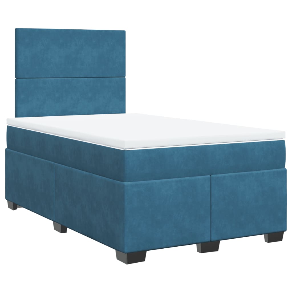 Box Spring Bed with Mattress Blue 120x200 cm Velvet