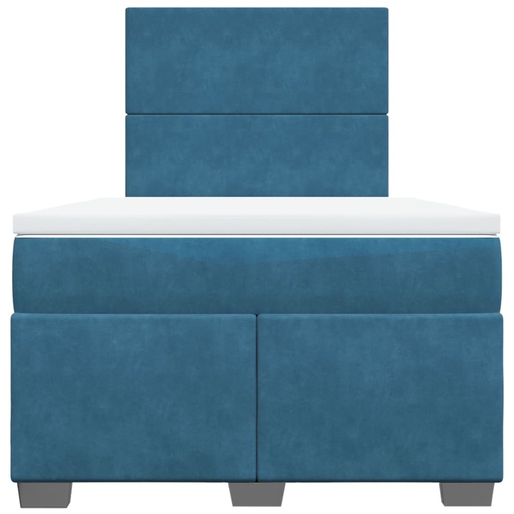 Box Spring Bed with Mattress Blue 120x200 cm Velvet