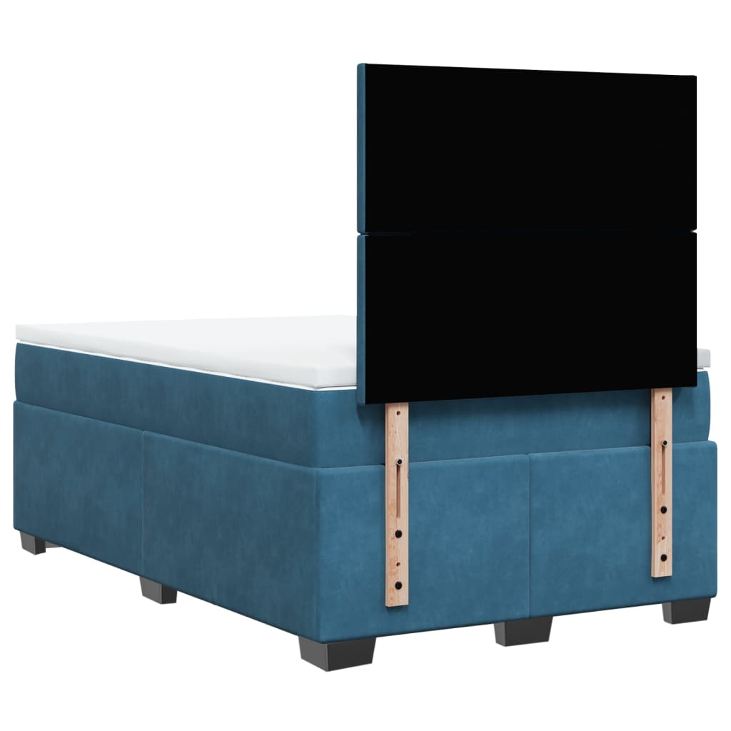 Box Spring Bed with Mattress Blue 120x200 cm Velvet