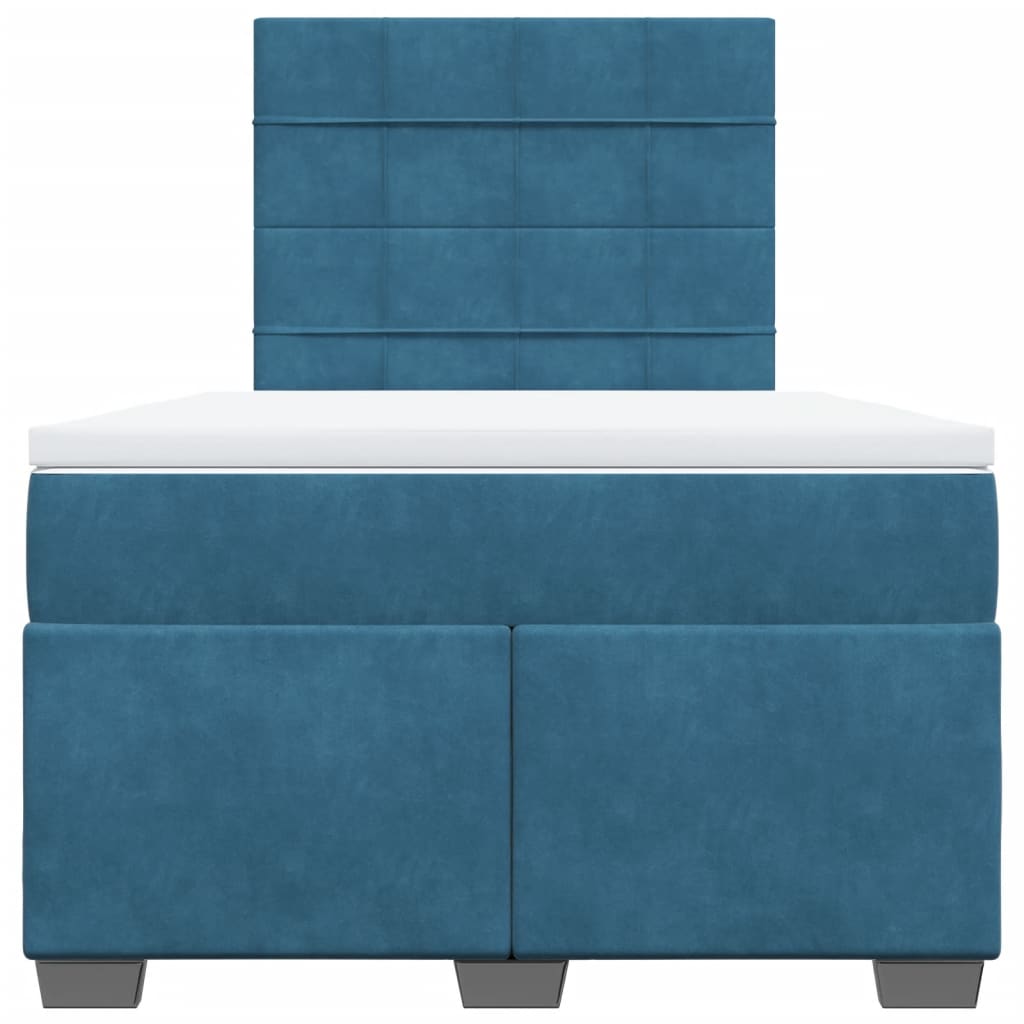 Box Spring Bed with Mattress Blue 120x200 cm Velvet