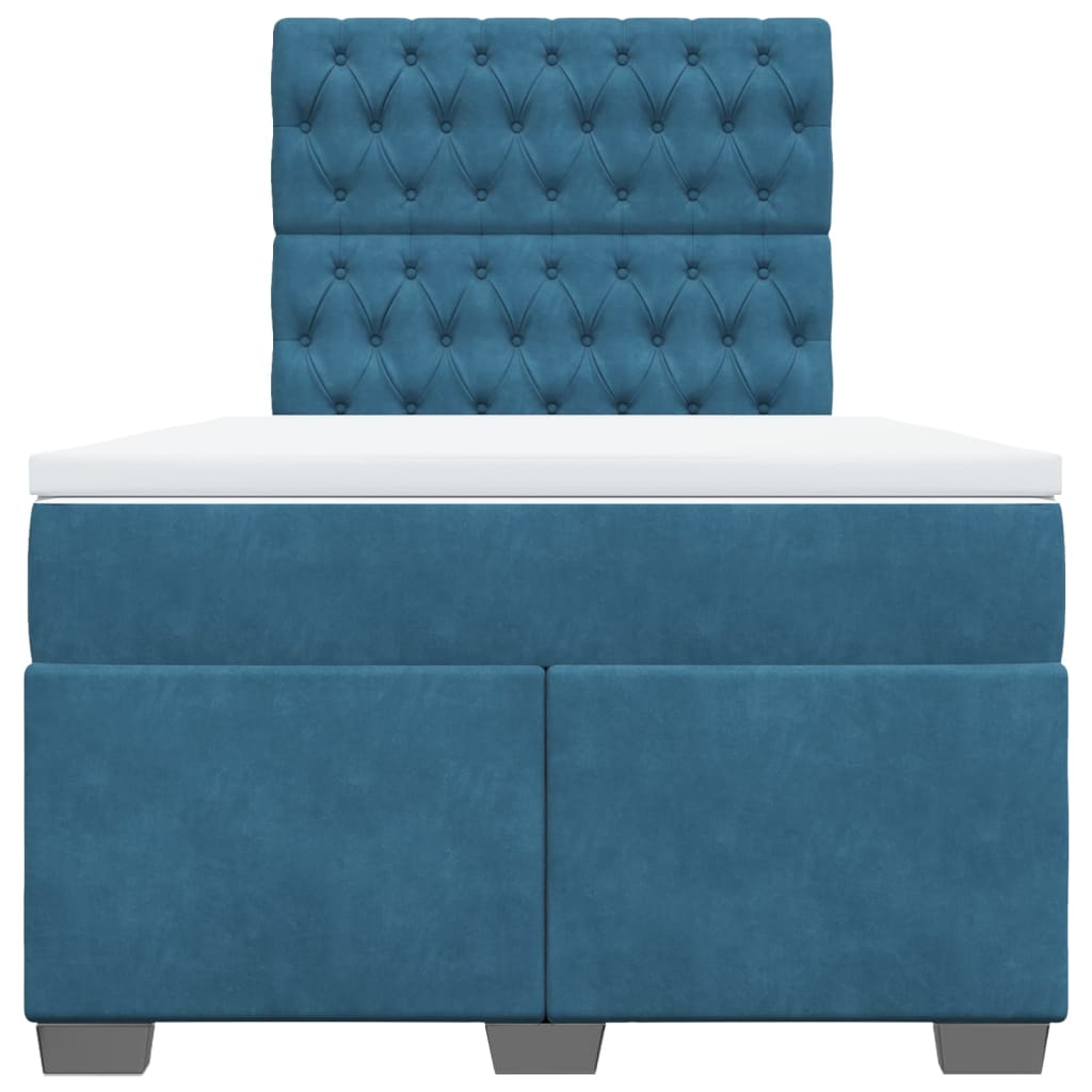 Box Spring Bed with Mattress Blue 120x200 cm Velvet