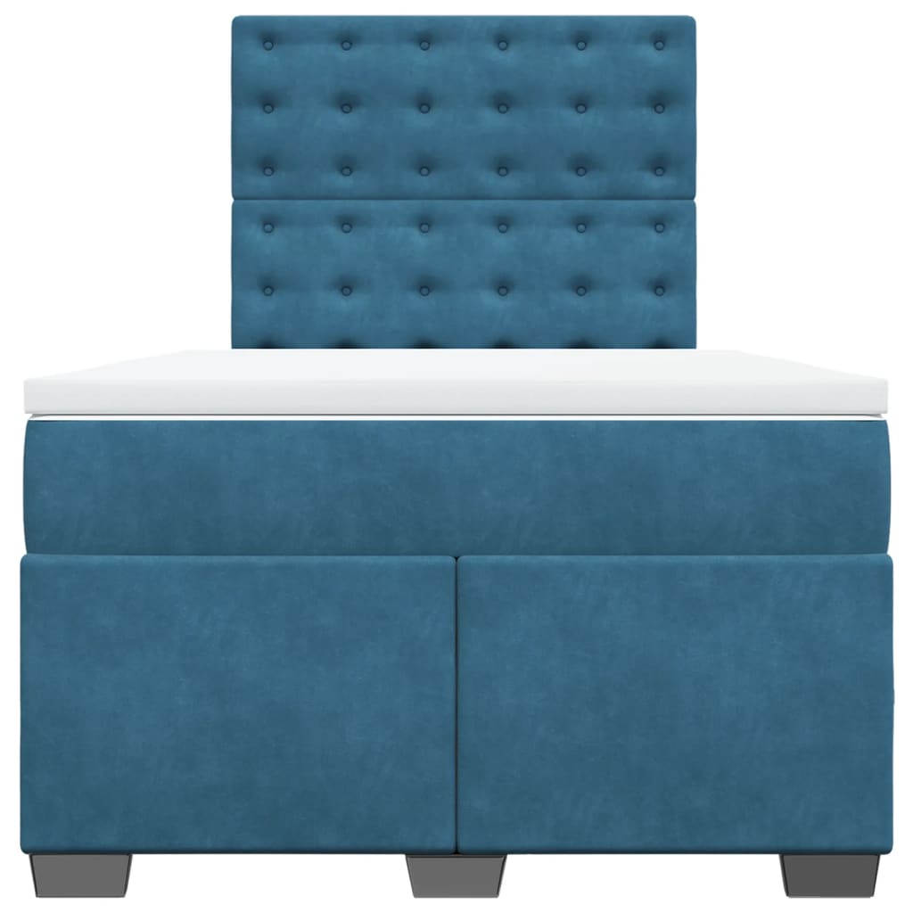 Box Spring Bed with Mattress Blue 120x200 cm Velvet